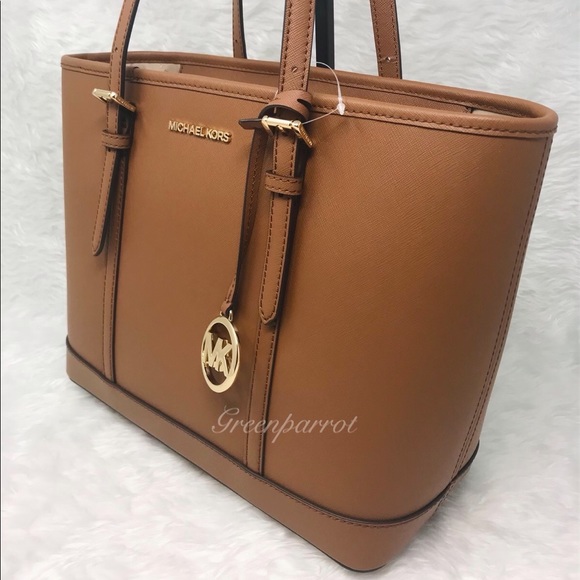 Michael kors jet set travel tote brown leather bag - Picture 2 of 8